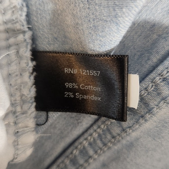 Boston Proper Light Wash Floral Appliqué Cropped Jeans Size 4