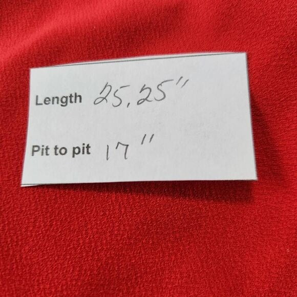 Beige by ECI Red Blouse with Layered Hemline Size Medium, New