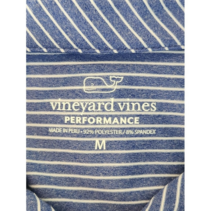 Vineyard Vines Blue and White Stripe Performance Polo Size Medium
