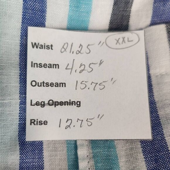 Liz Claiborne Blue Striped Linen Shorts NWOT Size XXL Preppy Striped Shorts