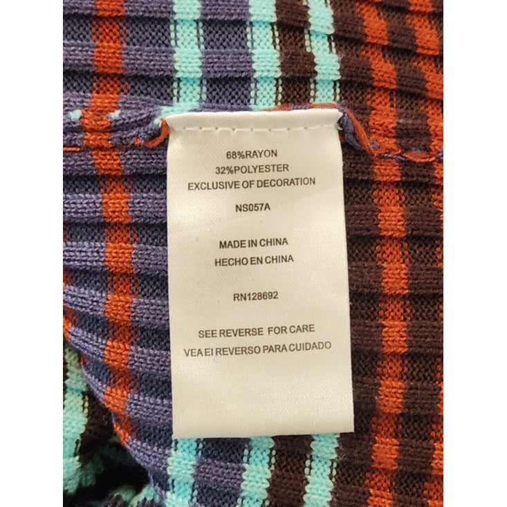 Madden NYC Multicolor Striped Ribbed Knit Crop Top Size Large