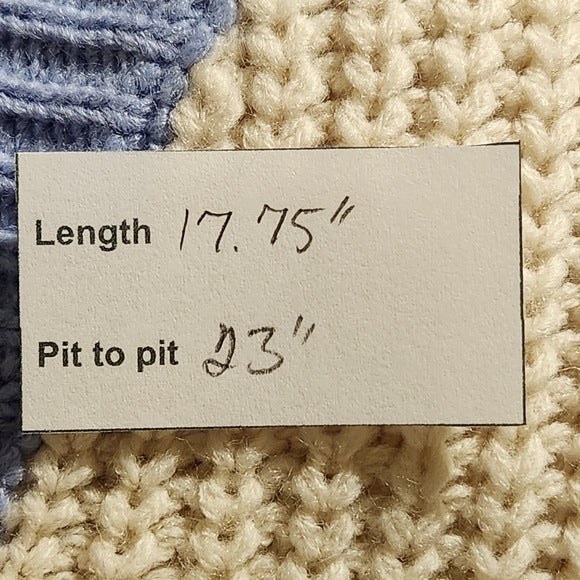 Coco + Jamieson Blue Striped Cropped Sweater with Frayed Hem Size Medium