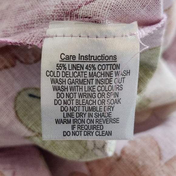 Princess Highway Linen Blend Pink Floral Wrap Mini Skirt Size 16, New