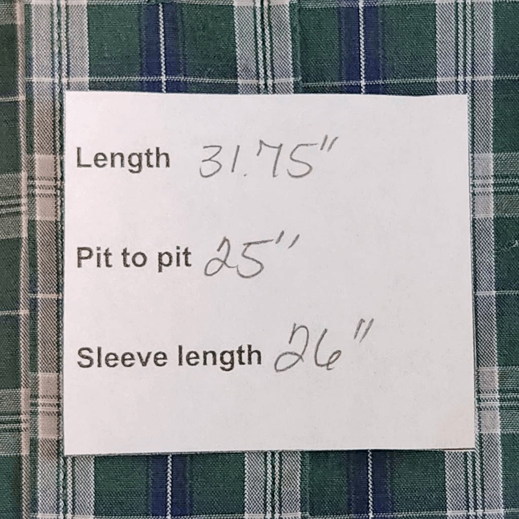 Tommy Hilfiger Green Plaid Button-Down Shirt Size XL Cotton Poplin Button-Up