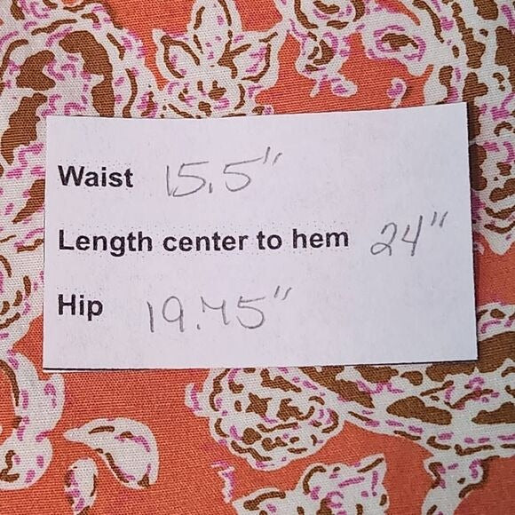 Eddie Bauer Coral Paisley Print A-Line Skirt Size 8 Petite Preppy Paisley Skirt
