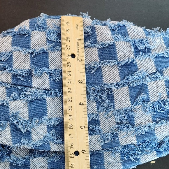 Frayed Denim Checkerboard Bucket Hat Size Large (58)