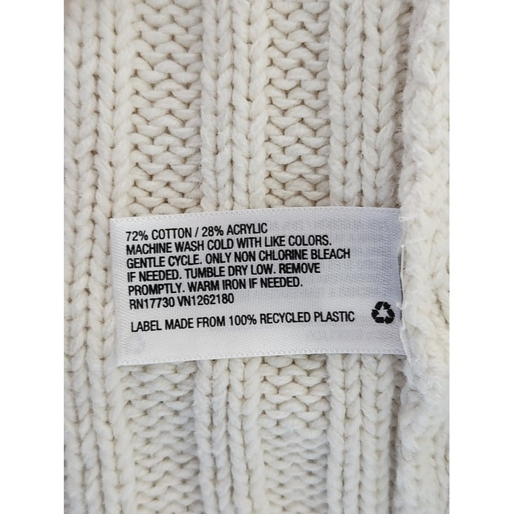 A New Day Cream Ribbed Knit Cardigan Sweater Size Small