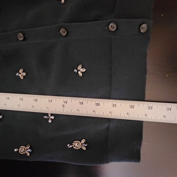 Loft Black Lightweight Sparkly Fine Knit Sweater Cardigan Size Medium Petite