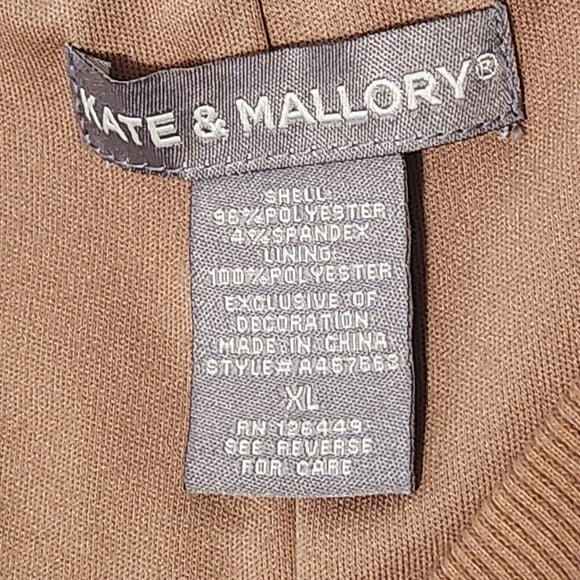 Kate & Mallory Khaki Brown Cable Knit Zip Up Cardigan Sweater Size XL