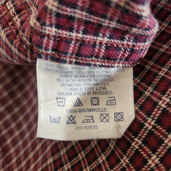 Lands' End Burgundy Plaid Button Down Shirt Size XL Lands' End Men's Plaid Shirt