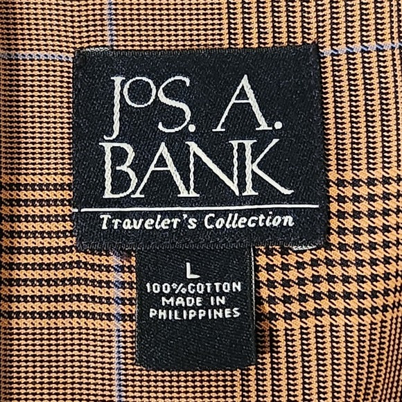 Jos A Bank Brown Plaid Button-Down Shirt Size Large