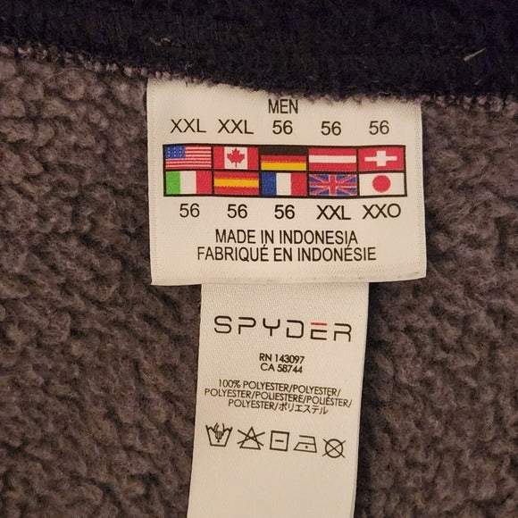 Spyder Mens Gray and Black Fleece-Lined Zip Up Jacket Size XXL