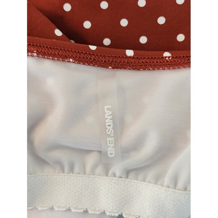 Lands' End Terra Cotta Brown and White Polka Dot Tankini Top Size 12