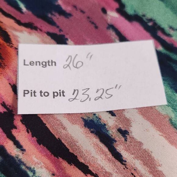 Colorful Abstract Print Boho Blouse with V-Neck and Full Sleeves Size Large