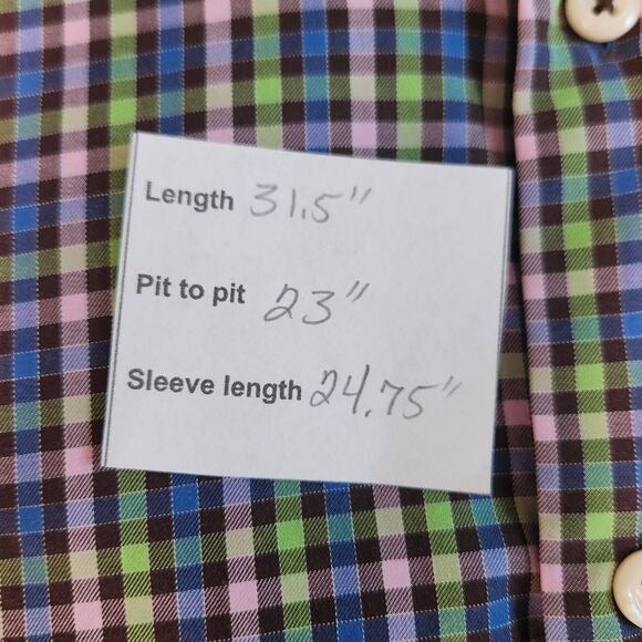 Peter Millar Preppy Check Button-Down Shirt Medium Plaid Button-Up Top