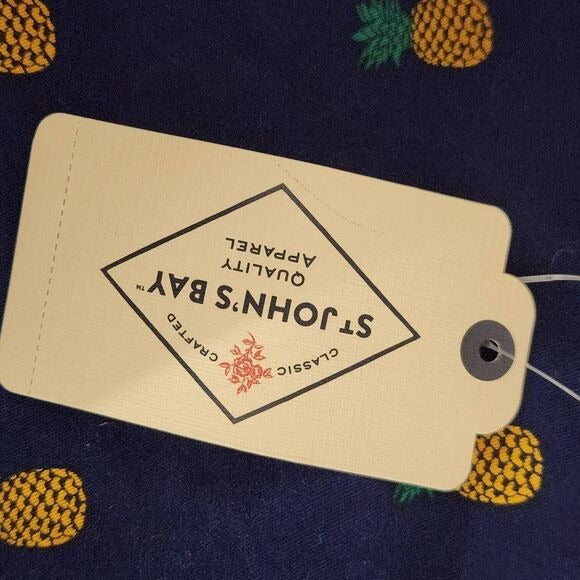 St. John's Bay Navy Pineapple Chino Shorts Size 18 Navy Shorts Tie Waist New