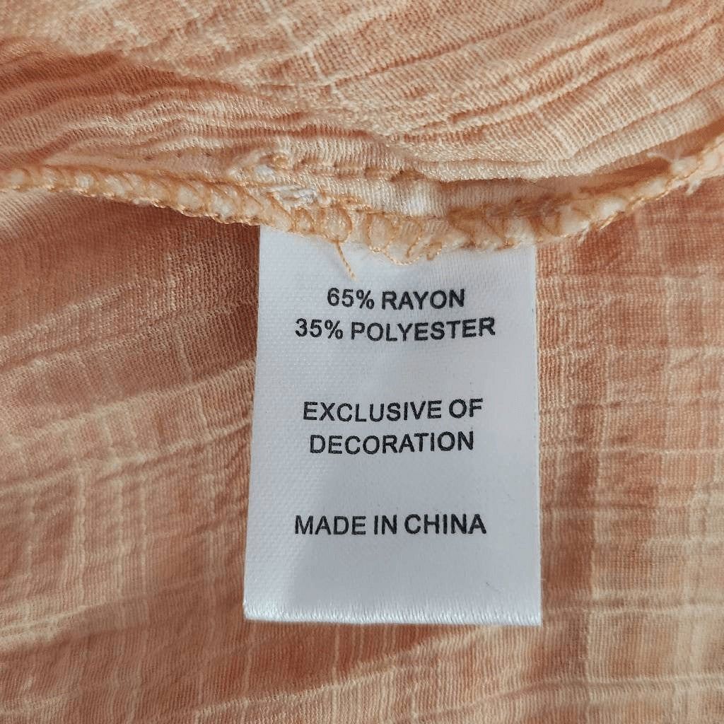 Macllyn Orange Semi-Sheer Boho Blouse Size Medium Orange Bohemian Top