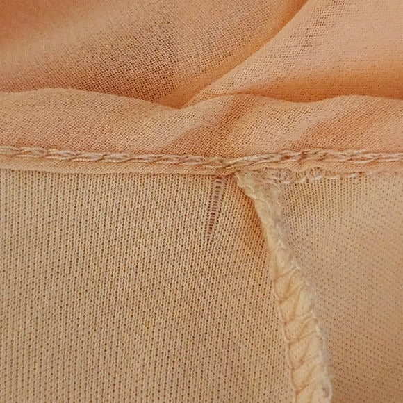 Kate Peach Sleeveless Mini Shift Dress with Fringe Detail Size Large