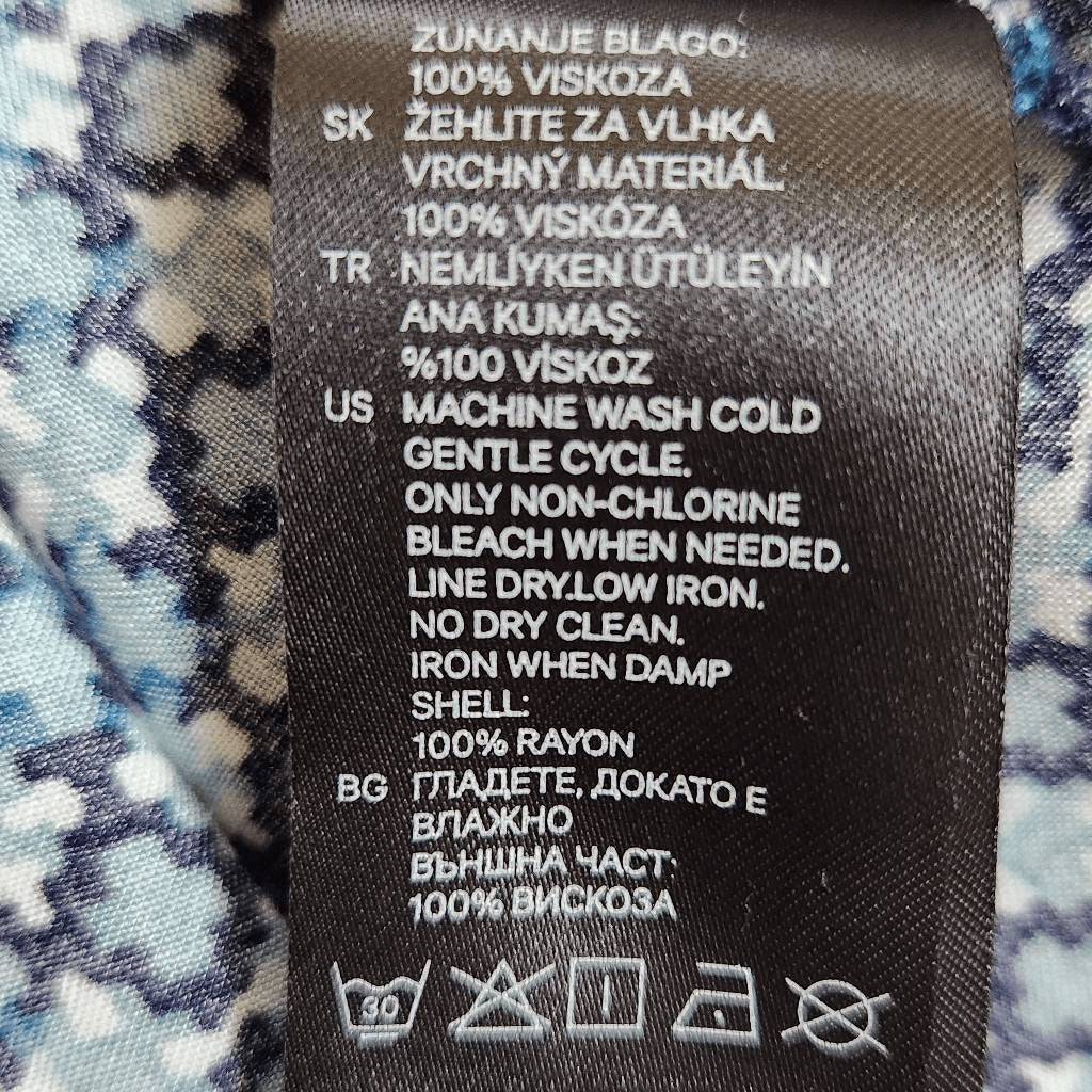 H&M Blue Geometric Print Mini Dress Size 6 H&M Blue Swing Dress