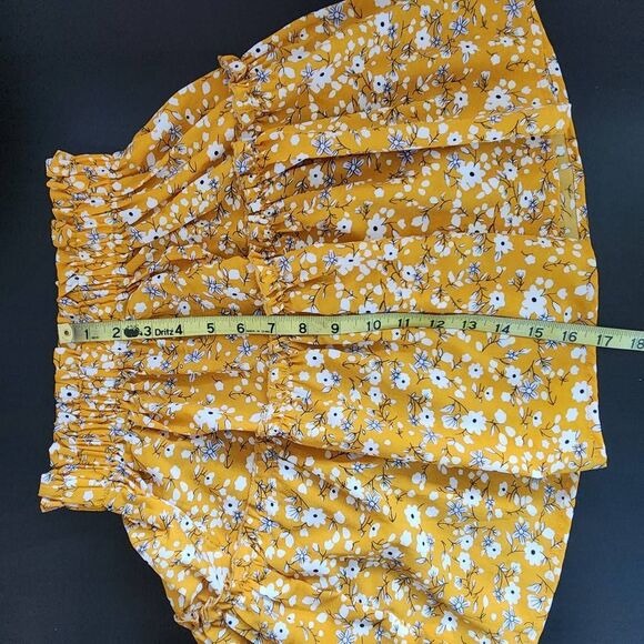 Jeuvre Yellow Floral Crop Tank Top and Skirt Set Size Small