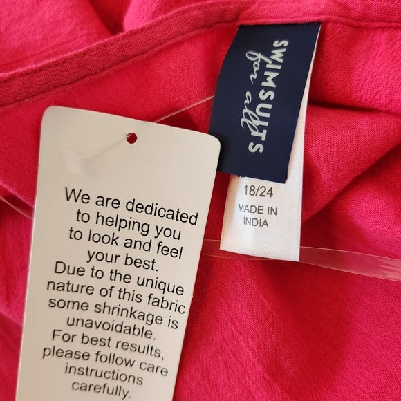 Swimsuits For All Hot Pink Tassel Fringe Cover-Up Size 18 NWOT