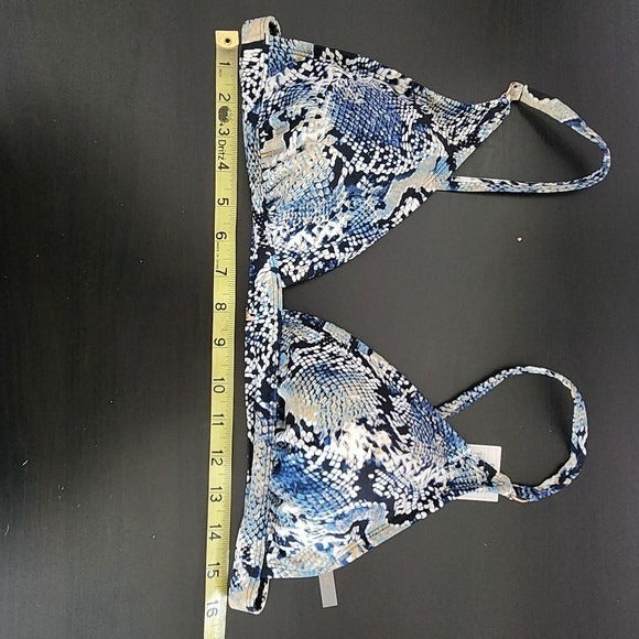 Shade & Shore Blue and Black Snakeskin Print Bikini Top NWT Size XL