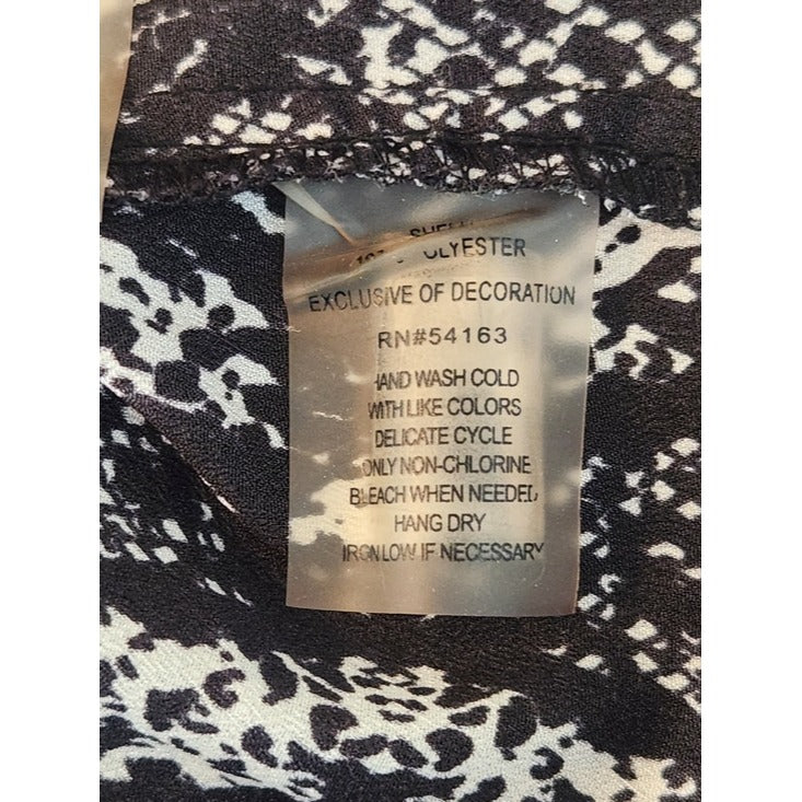 Calvin Klein Black and White Snakeskin Print Wide Leg Pants Size Medium