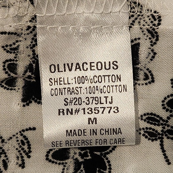 Olivaceous Black and White Swiss Dot Blouse Size Medium NWT