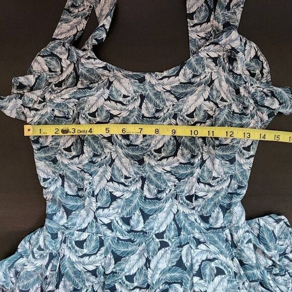 Fresha London Tropical Print Green Jumpsuit Size XS