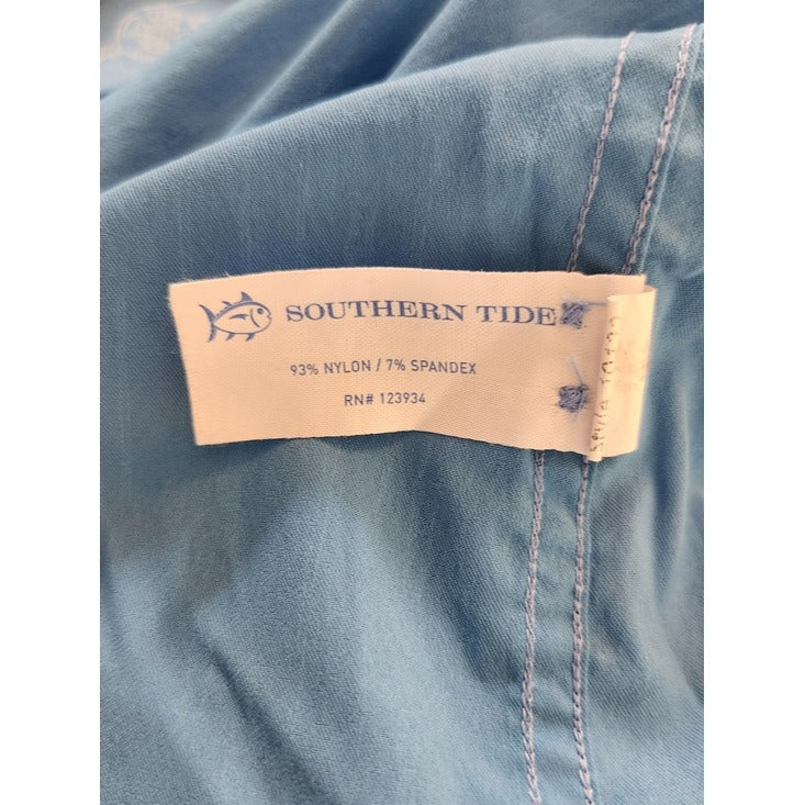 Southern Tide Blue Fishing Rod Print Button Down Shirt Size XXL