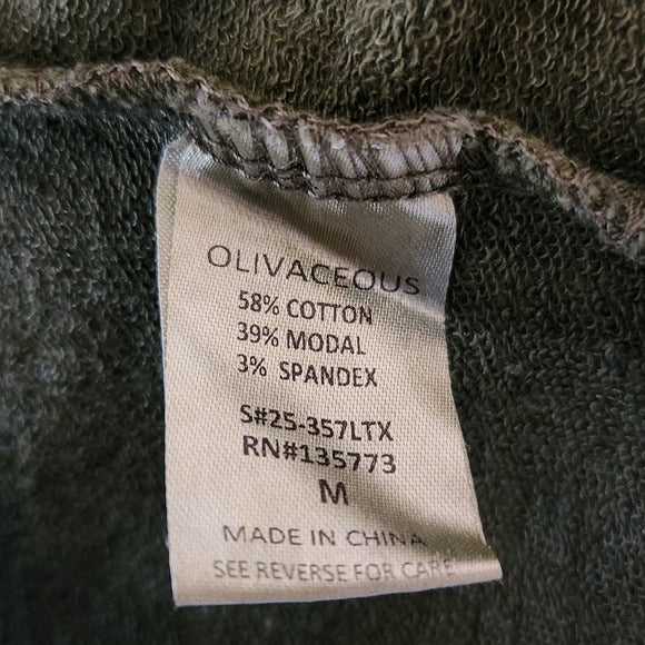 Olivaceous Olive Green Dyed Cropped Polo Sweatshirt Size Medium NWT
