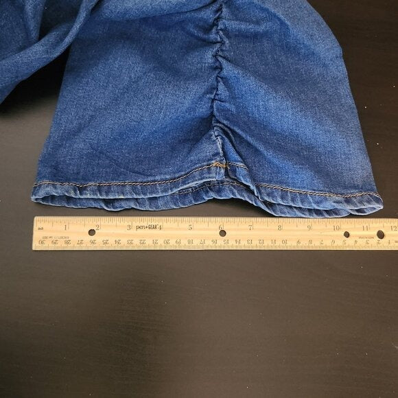 American Bazi Cropped Denim Jacket Size 1X Scrunched Sleeve Jean Jacket New