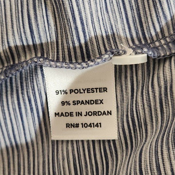 Walter Hagen Mens Blue and White Stripe Polo Golf Shirt Size Large