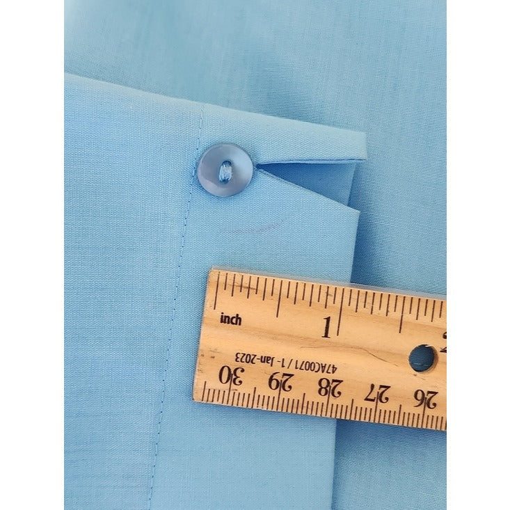Foxcroft Womens Blue Short Sleeve Button-Down Shirt Size 18 NWT Flaw
