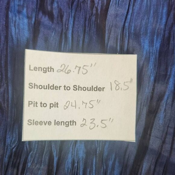 TanJay Navy Crinkle Blazer Size 20W Dark Blue Crinkle Open Jacket