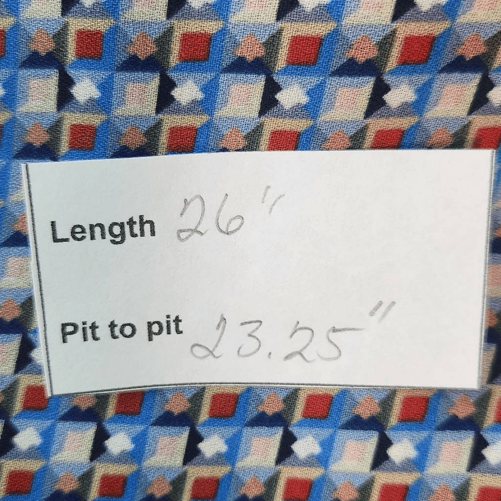 Violet & Claire Red and Blue Geometric Print with 3/4 Sleeves Size XL