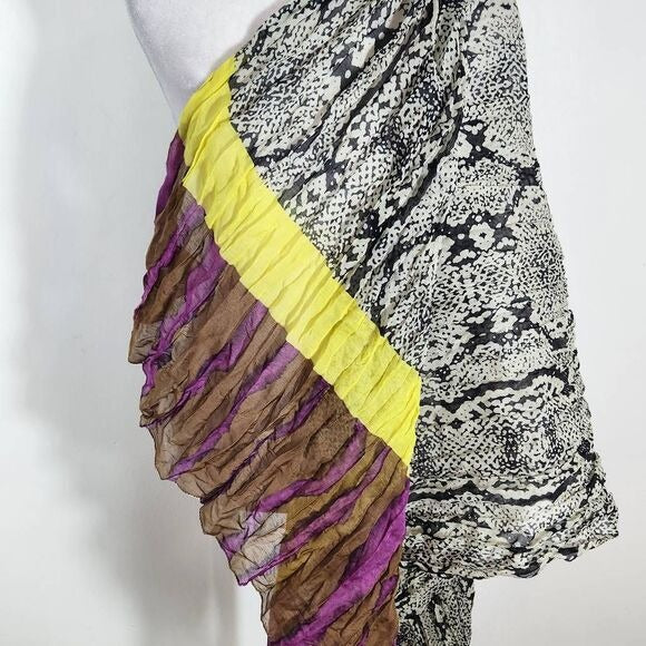 Black and Cream Snakeskin Print Boho Scarf Lightweight Snakeskin Crinkle Scarf