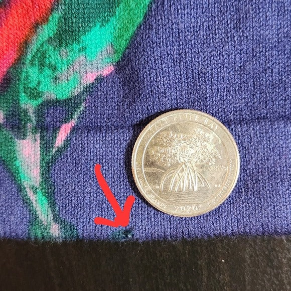 Isaac Mizrahi Navy Floral Print Button-Up Cardigan Sweater Size Large