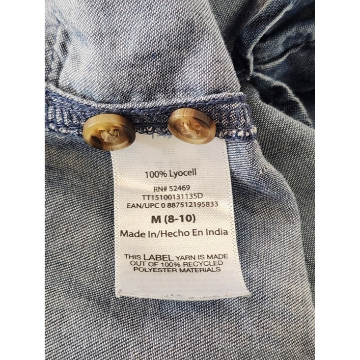 Time and Tru Dark Wash Chambray Mini Shirt Dress Size Medium