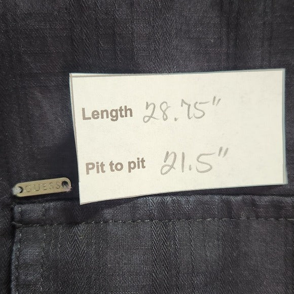 GUESS Men's Black Short Sleeve Shirt Size Large Snap-Front Black Shirt