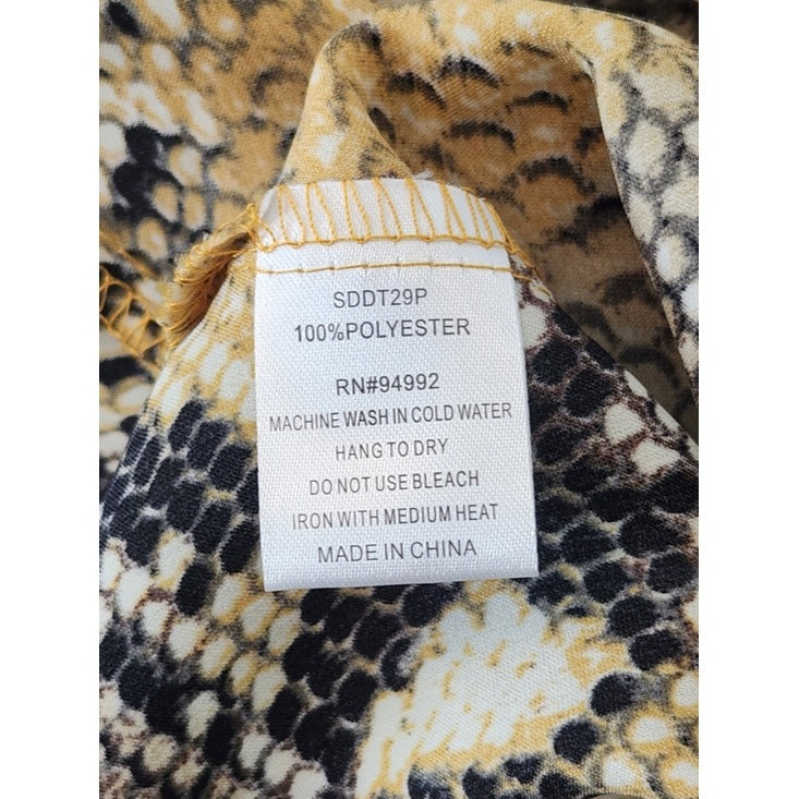 P. Luca Yellow Snakeskin Print High Low Tunic Size XL NWT
