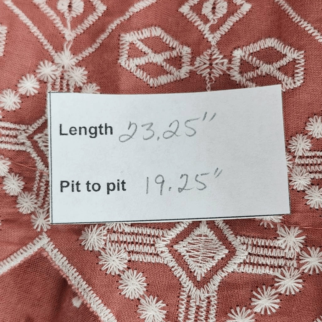 Mine Terra Cotta Sleeveless Blouse with Embroidered Details NWOT Size Medium