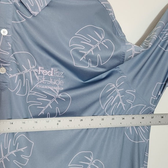 FootJoy Fedex St. Jude Light Blue Palm Print Golf Polo Shirt Size 2XL
