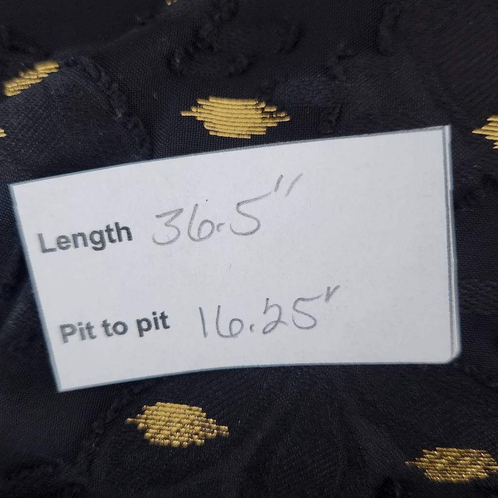 Maggy London Black and Gold Chiffon Dress NWT Size 0 Long Sleeve Metallic Gold