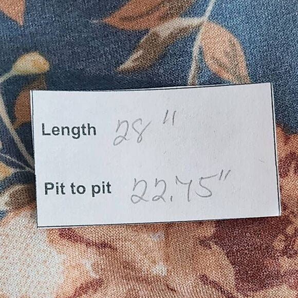 Andree by Unit Blue Floral Knit Top with Gray Raglan Sleeves Size 2X Floral Top