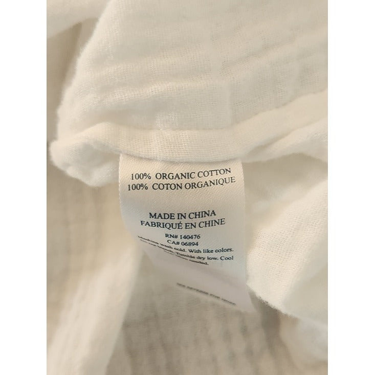 Faherty White Organic Cotton Gauze Collarless Half Buttondown Shirt Size XS
