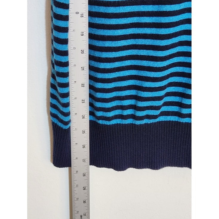 L.L. Bean Blue Striped Sleeveless Sweater Vest Size Medium