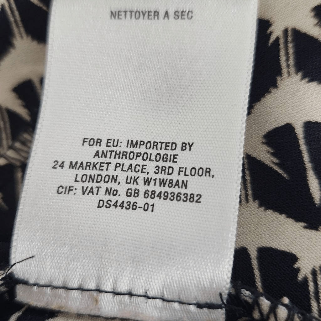 Maeve Black and Cream Print Tunic Graphic Print Dropwaist Tunic Size Medium