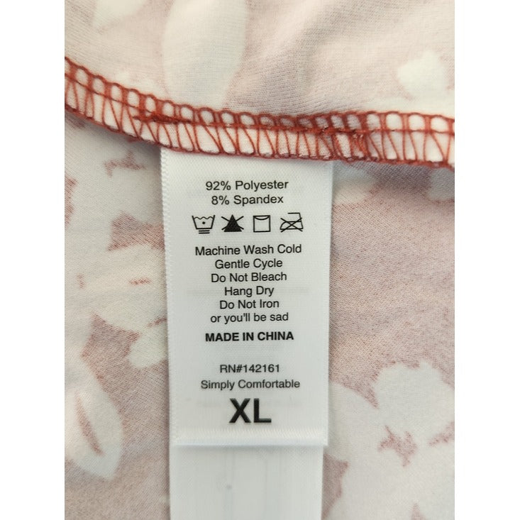 LuLaRoe Rust Red and Cream Floral Elizabeth Tunic Size XL NWT