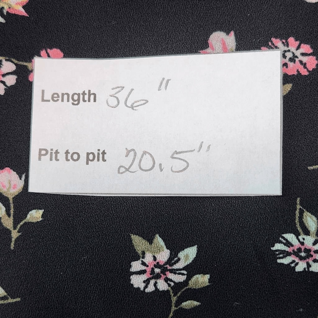 H&M Divided Black Floral Mini Dress with Neck Tie Size 14 Wedding Guest Dress